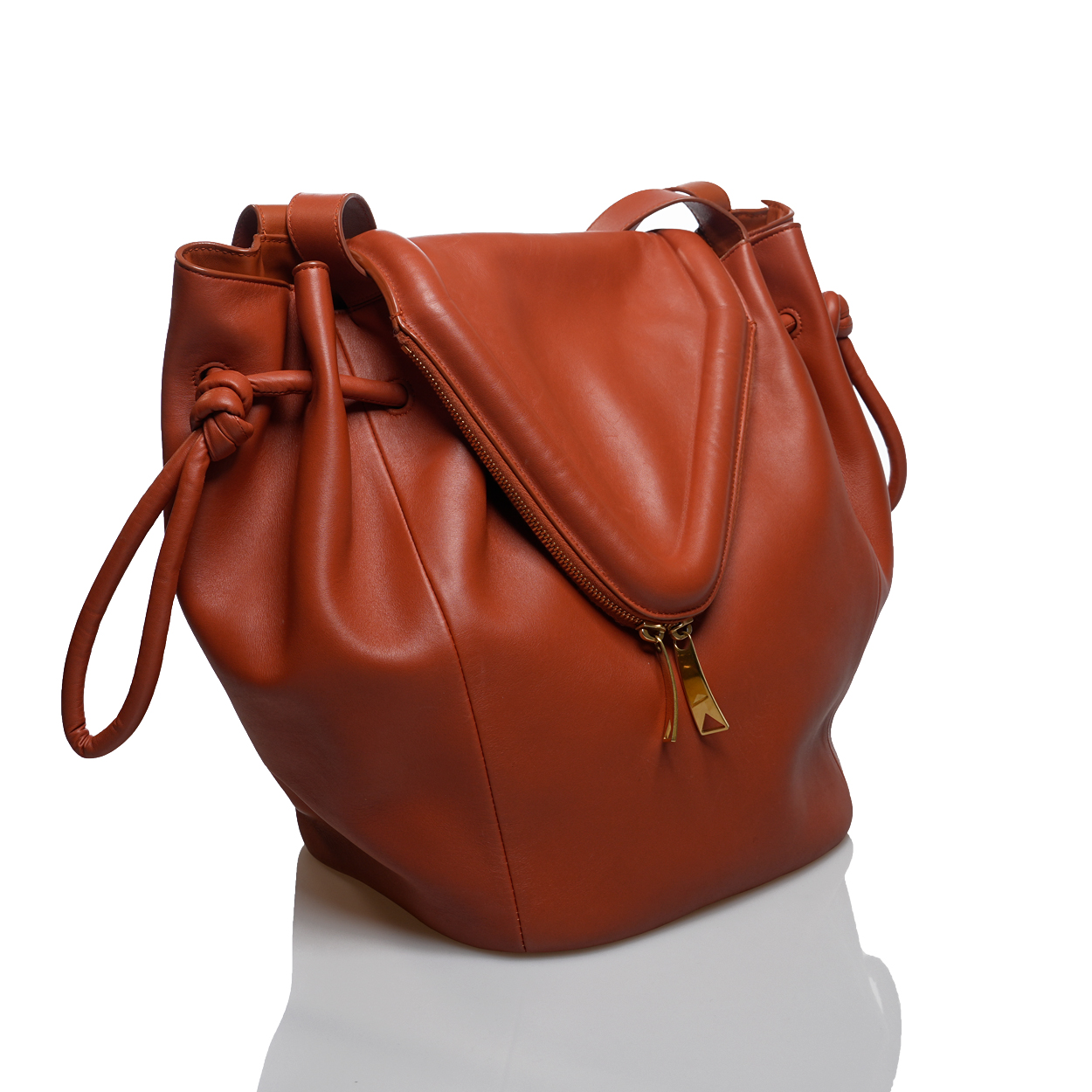 Bottega Veneta - Brick Color Leather Beak Maple Bag